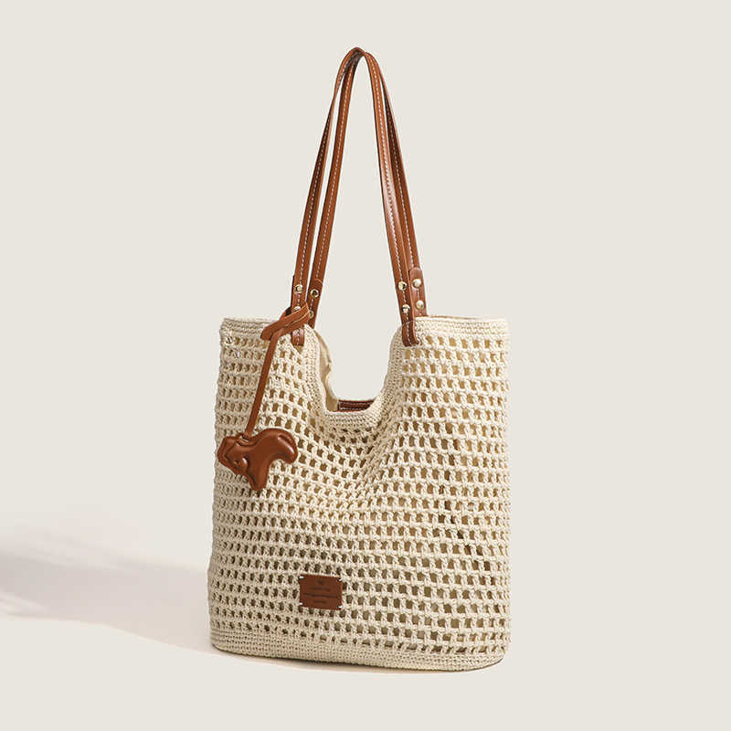 Nangrass Woven Bag Coastal Weekend Woven Bag Imitation Vine Tote Bag Womens Large Capacity Shoulder Bag
