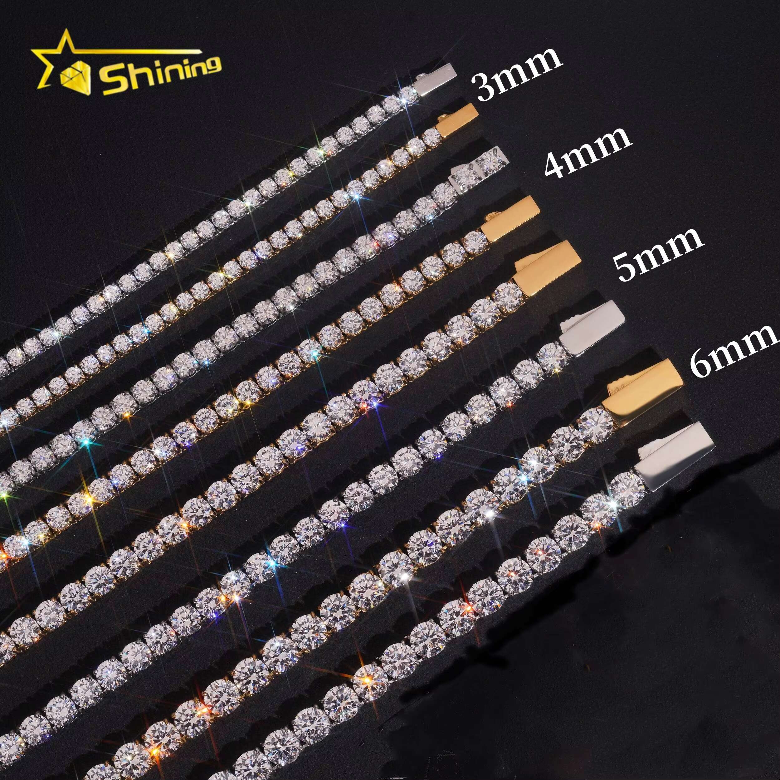 Wholesale Price 3mm 4mm 5mm 6mm Moissanite Tennis Chain Stainless Steel Custom Fashion Necklaces for Women Men Tennis Necklace