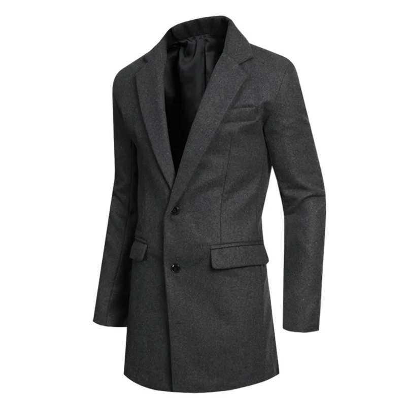 Winter Mens Jackets Officewear Outerwears Smart Casual Suit Lapel Coat Solid Jackets Man Mid-length Mens Single-Breasted SuitsT251125