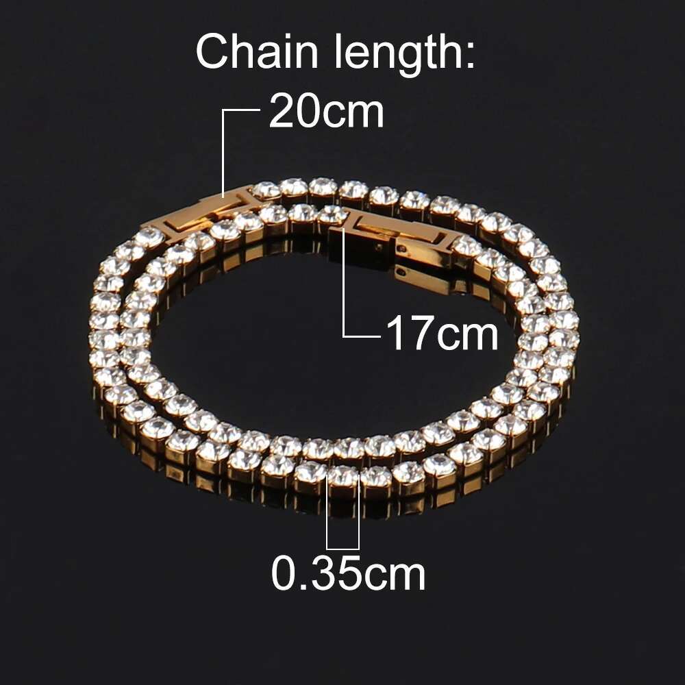 316L 4mm Stainless Steel Tennis Chain Necklace For Women Hip Hop Crystal Zircon Choker Necklaces Men Jewelry
