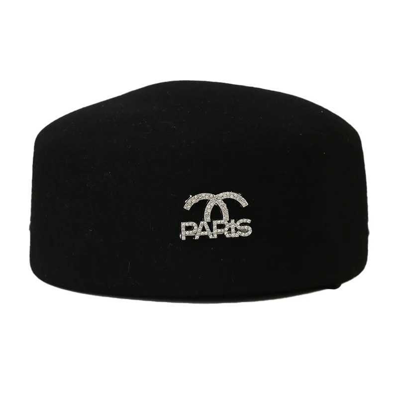 100 Wool Beret Hats for Women Autumn Art Black French Retro Felt Pillbox Hat Plain Cap Fascinator Hat Barette J251125