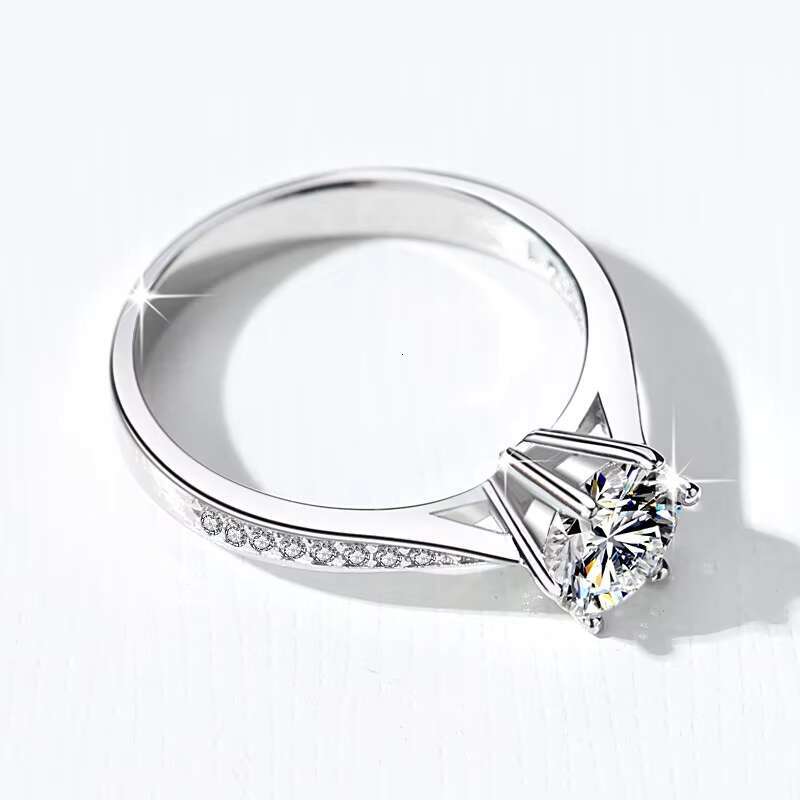 MCT Luxury Womens Wedding Ring 3 Ct Moissanite Round Diamond Certified Classic Style Silver Fashion Jewelry for Parties