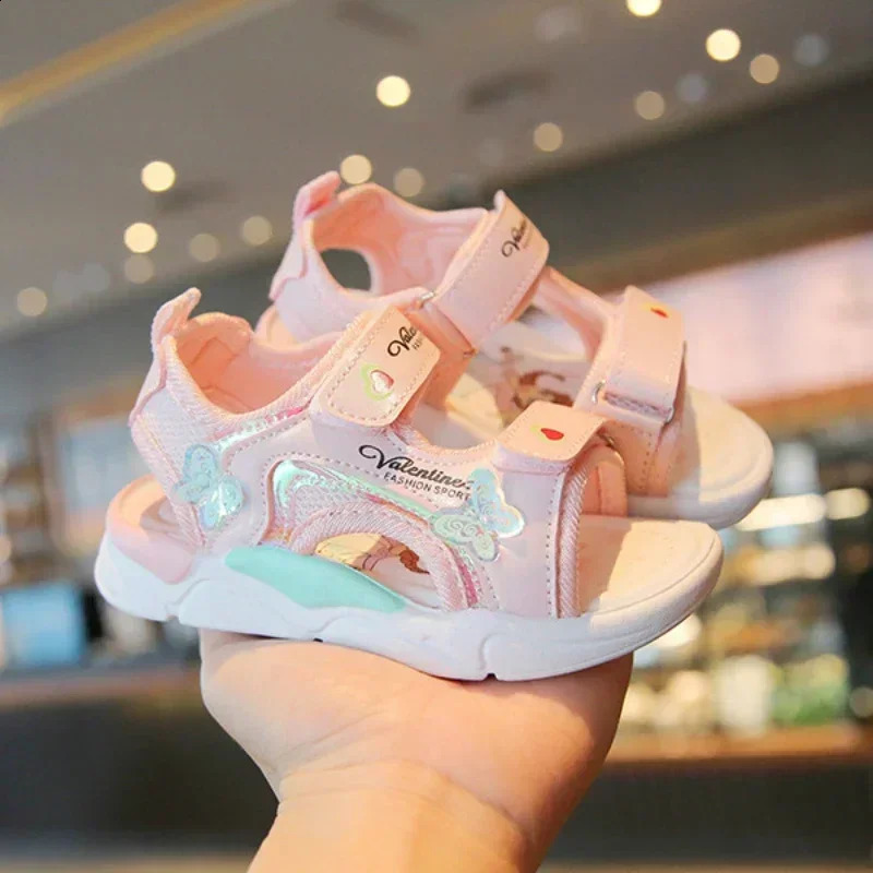 Girls Sandals Gladiator Cartoon Sweet Soft Childrens Beach Shoes Childrens Summer Flower Sandals Princess Shoes Fashion Cute 250424