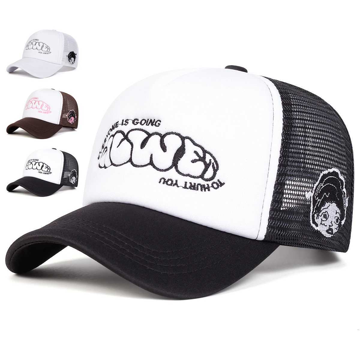 Unisex EVERYONE IS GOING Letter Embroidery Baseball Net Caps Spring Summer Outdoor Sunscreen Hat Adjustable Casual Trucker HatsT251125