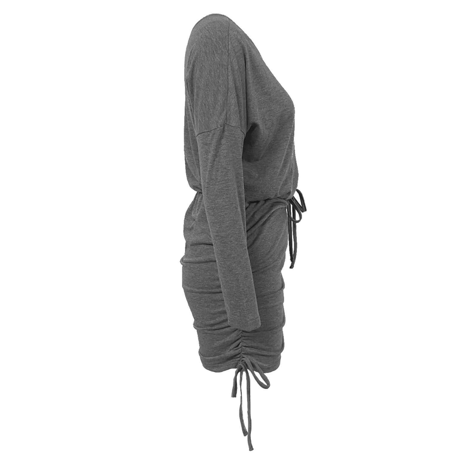 Dongdumaoyi Asymmetrical Neck Side Drawstring Summer Dress Women S Fashion Street Style Batwing Long Sleeve Bodycon Mini Dresses
