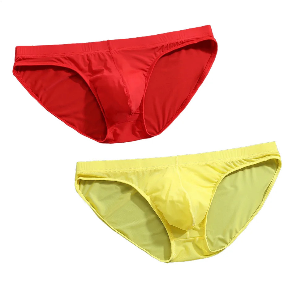 2PCS mens underwear bikini pants comfortable and sexy slip ice silk breathable white 4XL 250417