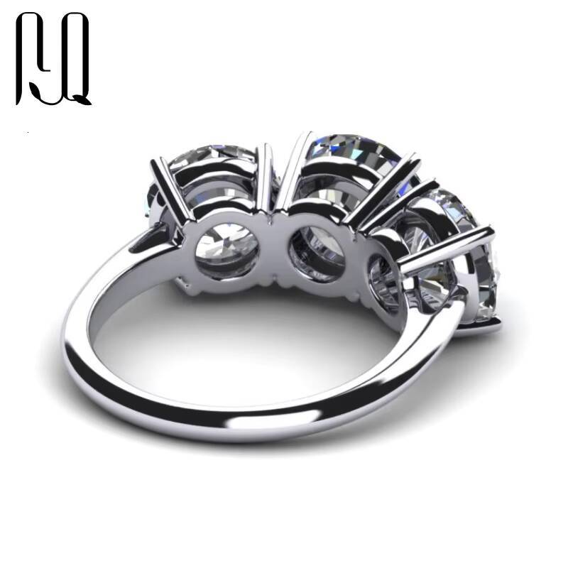 PYQ VVS 4ct Moissanite Woman Rings 925 Silver Three Stone Rings with 2ct1ct1ct Elegant and Luxurious