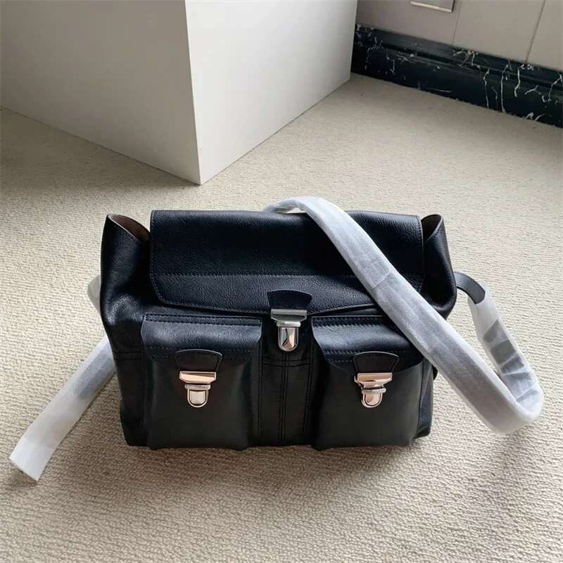 Vegetable Tanned Cowhide Vintage Genuine Leather Shoulder Messenger Bag Designer Unisex Crossbody