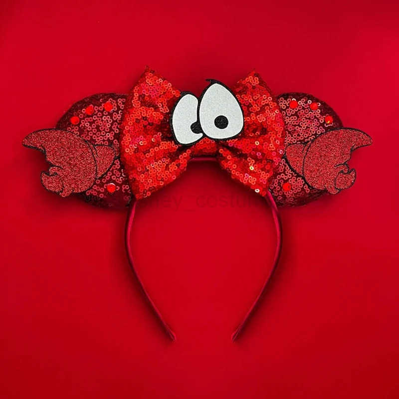 Disney Beauty Fish Head with Female Cute Floor Ears Hair Girl Ariel Pearl Shell Hair Accessories Childrens Party Gift X250425