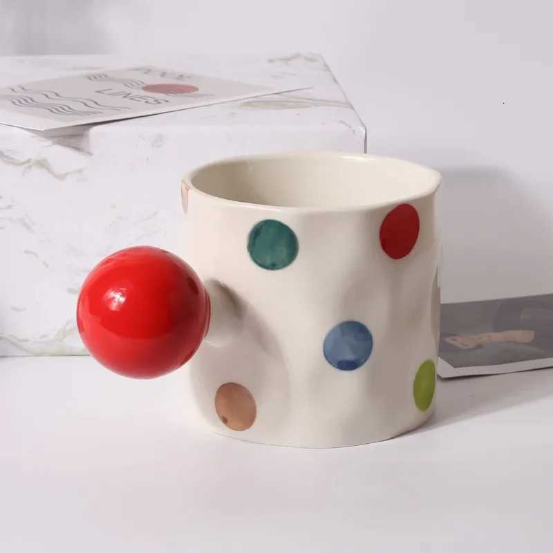 Fine Ceramic Heart Coffee Cup Red Polka Dot Drinking Cup Afternoon Camellia Tea Coffee Mug Heart Shaped Breakfast Milk Mug Gift Y251125