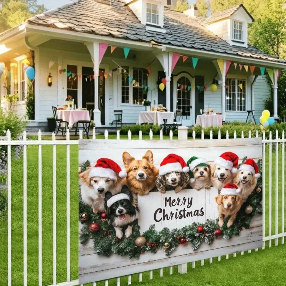 VIKAMA Merry Christmas Dog-Themed Party Banner Photography Backdrop Pet Birthday Holiday Decorations Home GardenM251125