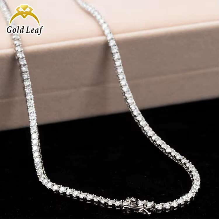 GRA Trendy Hiphop Tennis Chain Bracelet 925 Silver Sting Necklace Gold Plated 3mm 5A+ Moissanite Cubic Tennis Chains