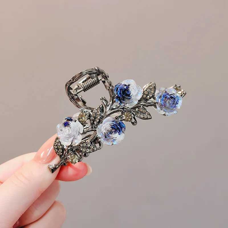 1 fashionable ink water diamond rose hair claw suitable for womens party hair accessoriesT250425