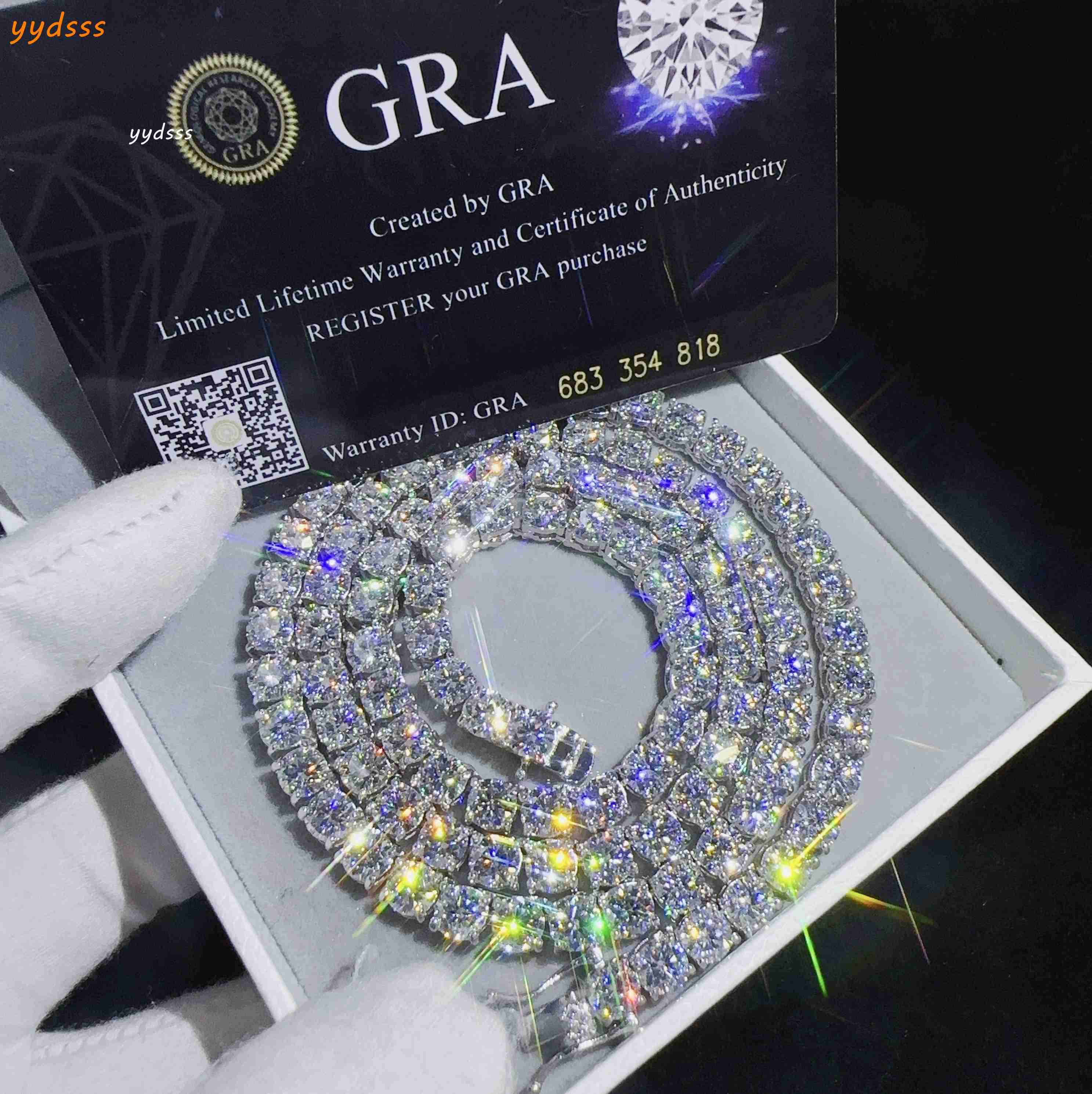 Fashion Jewelry Hip Hop Necklace Pass Diamond Tester 5mm Vvs Moissanite Iced Out Tennis Chain for Men Women