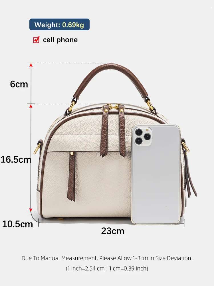 Zency Dark Blue Fashion Genuine Leather Crossbody Shoulder Bagwith Two Long Straps Women Multi-Pockets Handbag For Commuters