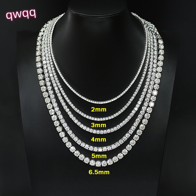 Goldleaf RTS Hip Hop Moissanite Tennis Necklace 925 Sterling Silver 3-5mm D Color VVS Diamond Link Chain Moissanite Chain Men