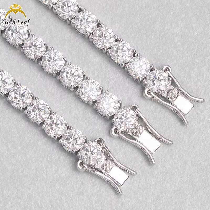 Golfleaf 925 Sterling Silver Moissanite Bracelets Fine Jewelry D VVS1 Moissanite Tennis Bracelet for Men Women