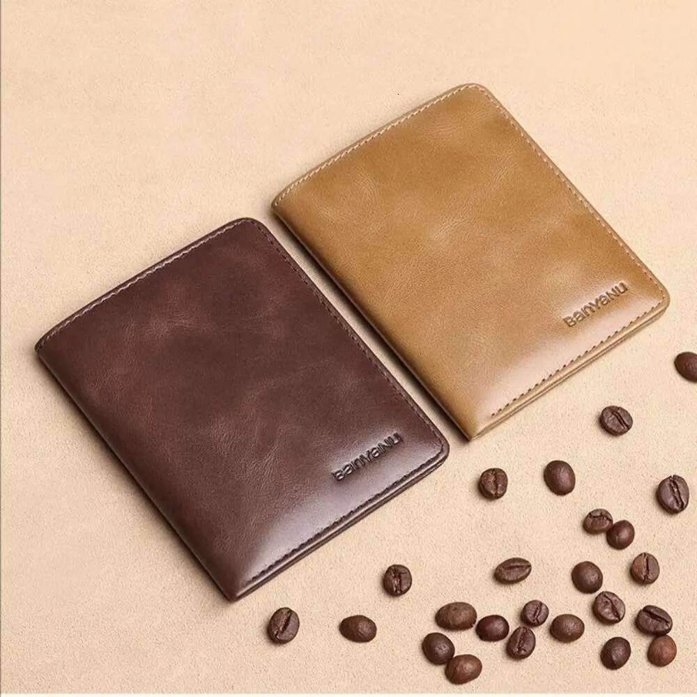 Fashion Vintage PU Leather Men's Short RFID Card Holder High Quality Slim Purse Business Style Wallet