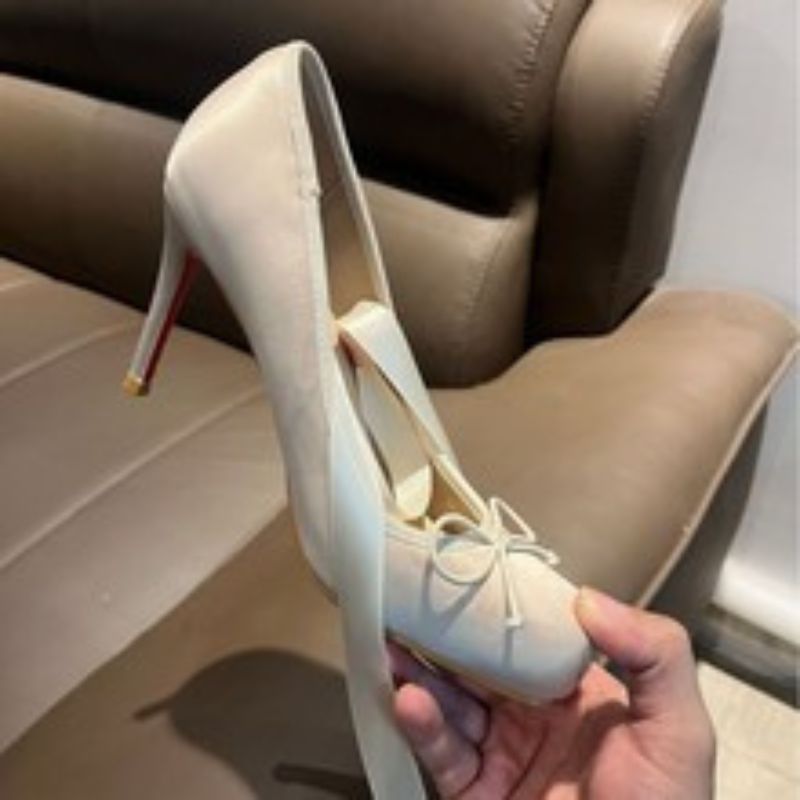 Women's Square Toe Bow High Heels, Platform Stiletto Dress Shoes for Evening Party (Black/White)---168-3