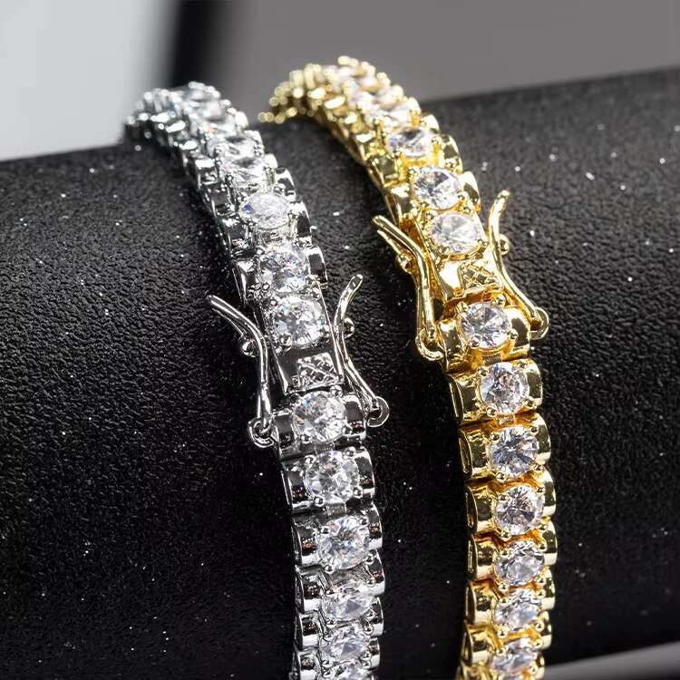 Jewelrys Hiphop Tennis Chain Necklace 925 Sterling Silver 5A+ Moissanite Cubic Moissanite Tennis Link Chain Mans Tennis Bracelet