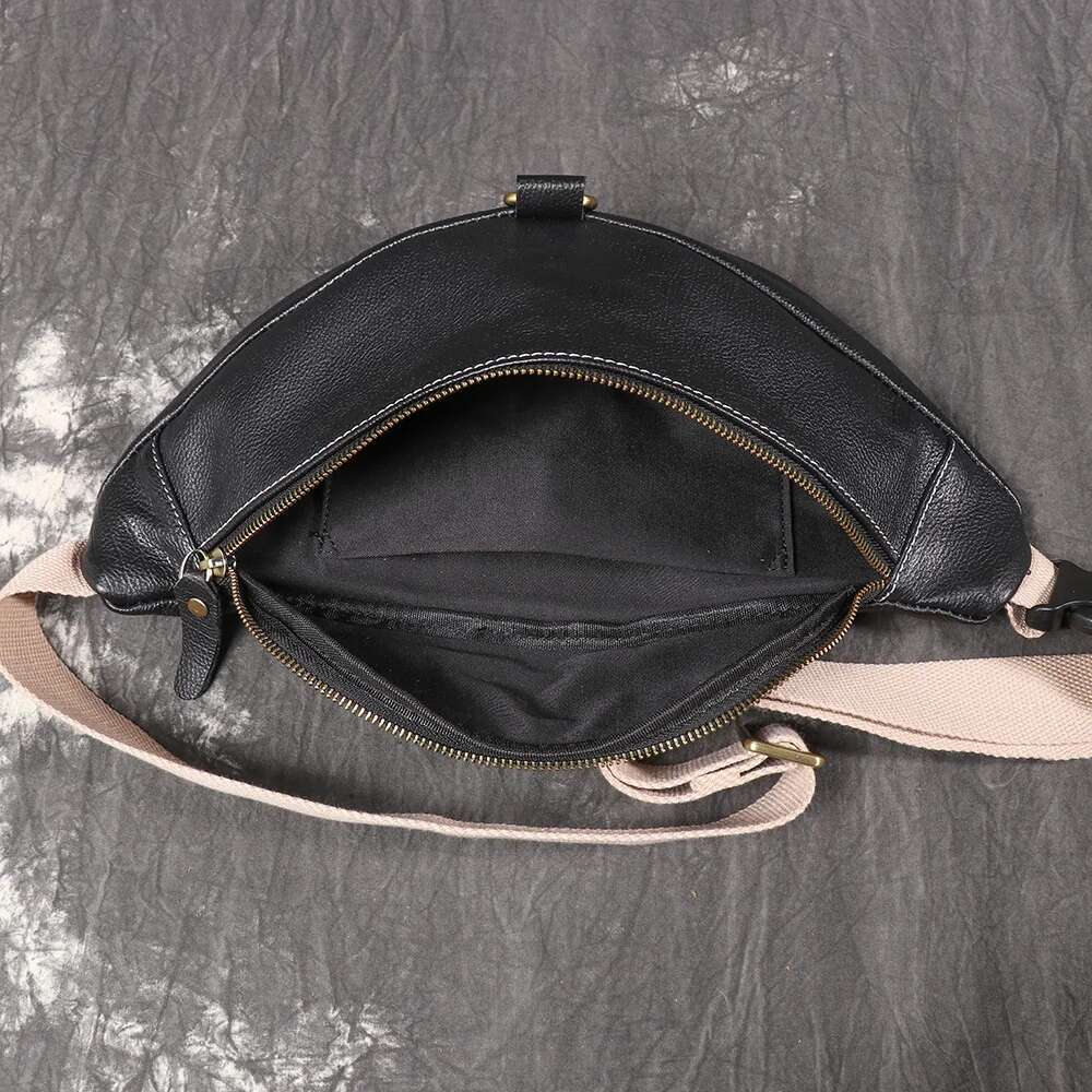 LUOKIR Unisex Genuine Chest And Toe Cover Layered Leather Casual Versatile Crossbody Large Capacity Mobile Phone Bag