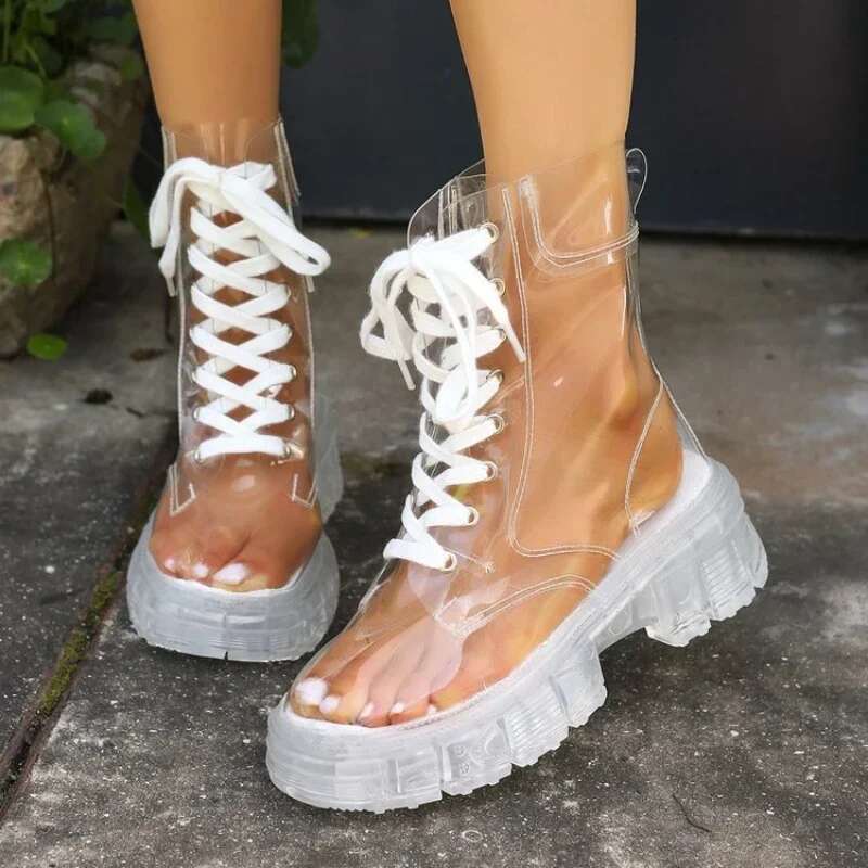 2024 New Sexy Transparent Comfortable Casual Fashion Women's Shoes Increased Wear-Resistant Winter Boots Chaussure Femme