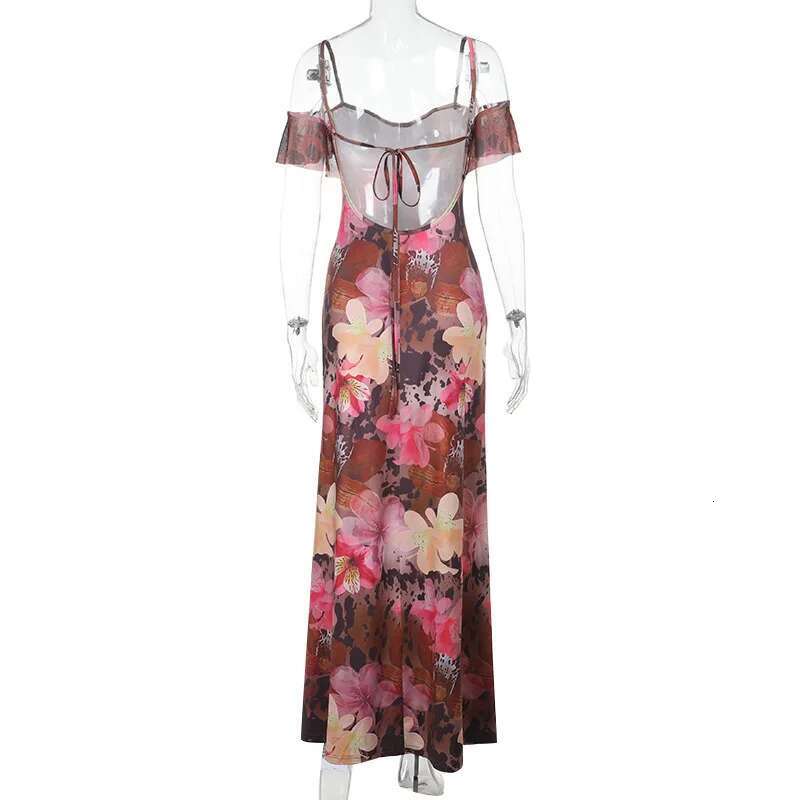 Dongdumaoyi Townlike Print A Line Dress Women Spaghetti Strap Spring Summer Maxi Long Backless Nightclub Sexy Party Dresses