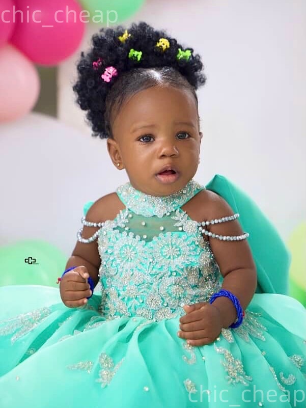 2026 Mint Ball Gown Flower Girl Dresses Lace Beaded Tulle Sheer Neck Little Girl Christmas Peageant Birthday Christening Tutu Dress Gowns ZJ4242