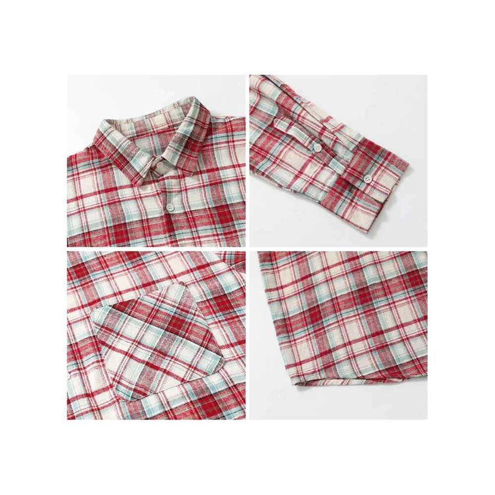 CHIC VEN Women's Cotton Shirt Single Breasted Loose New Retro Color Blocked Grid Female Blouses Autumn Spring 2024
