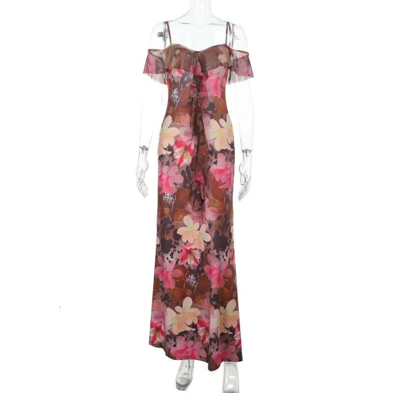 Dongdumaoyi Townlike Print A Line Dress Women Spaghetti Strap Spring Summer Maxi Long Backless Nightclub Sexy Party Dresses