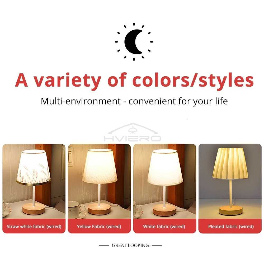 Wooden Table Lamps USB Powered Nightstand Lamp Bedside Cylinder Shade Desk Light Bedroom Home Decor Modern Creative Gift BulbsM251125