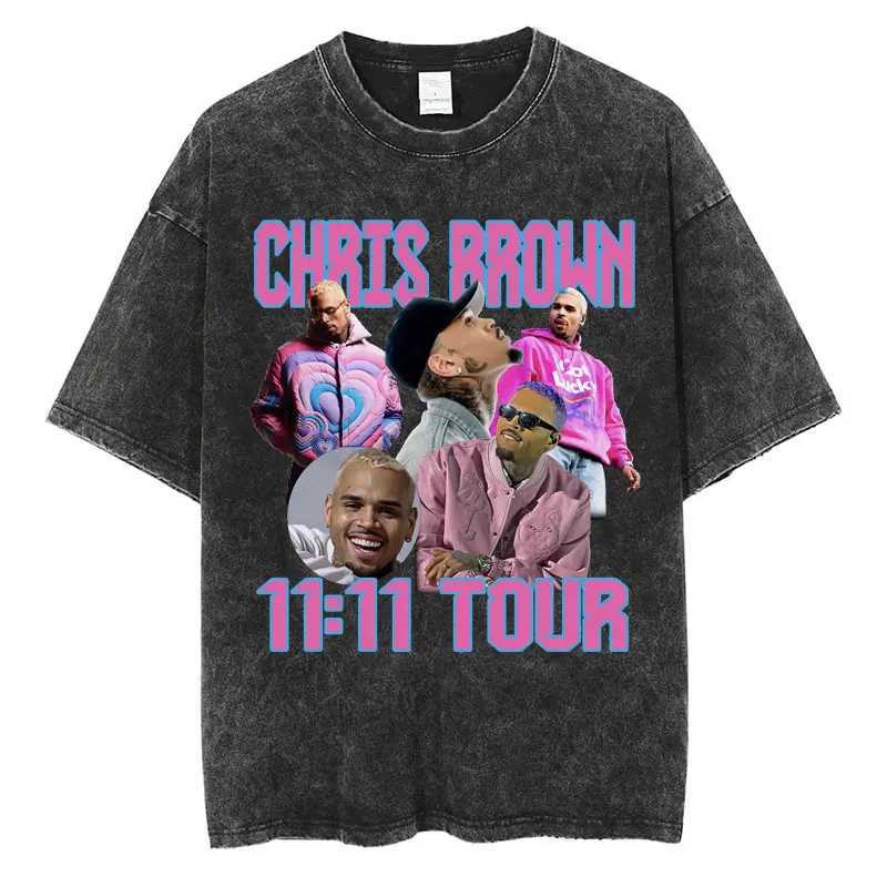 Chris Brown Breezy Bowl XX Tour Laundry T-shirt Retro Hip Hop Gothic T-shirt Mens Extra Large Cotton T-shirt Street Clothing W250425
