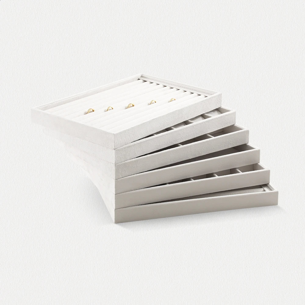 YinBeiNi Velvet Ring Earring Bracelet Necklace Display Tray Table Top Stackable Drawer Storage Jewelry Organizer Tray P036 250424