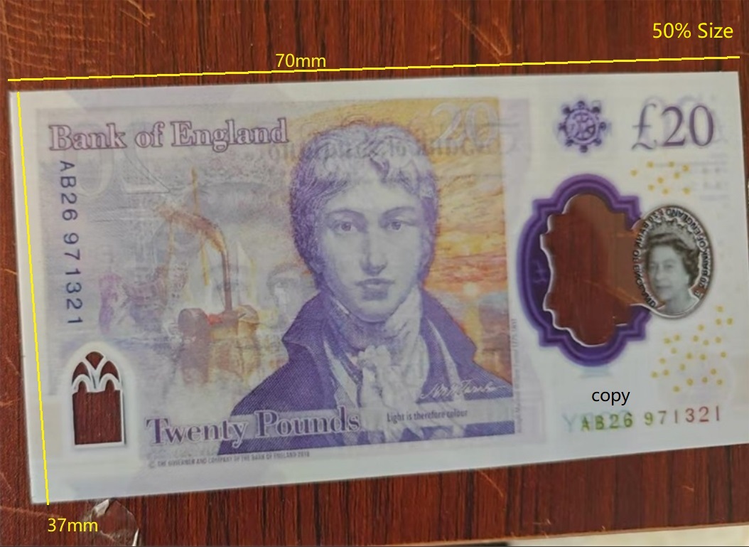 Funny Toy Plastic Printed Money Toys Uk Pounds GBP British 10 20 50 commemorative Prop Money Cad AUD Banknotes Australian Dollar For Kids 70*37mm 50%