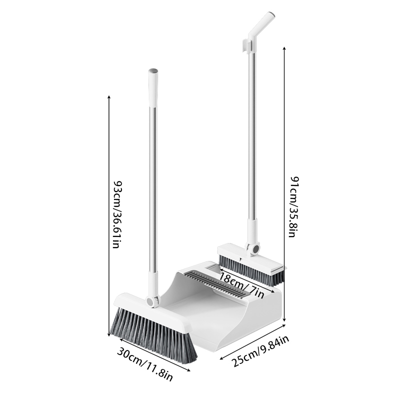 3 In 1 Broom Dustpan Floor Brush Set Indoor Non-stick Hair Long Handle Thickened Broom With Stand Up Dustpan Combo Set Home Clean Tools