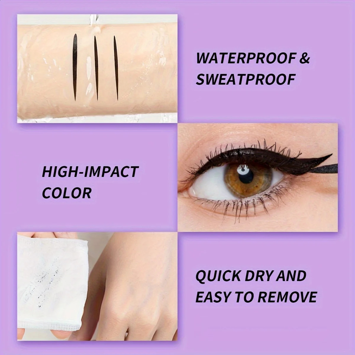 Stain free black fast drying eyeliner waterproof durable no bleach eye makeup 250418