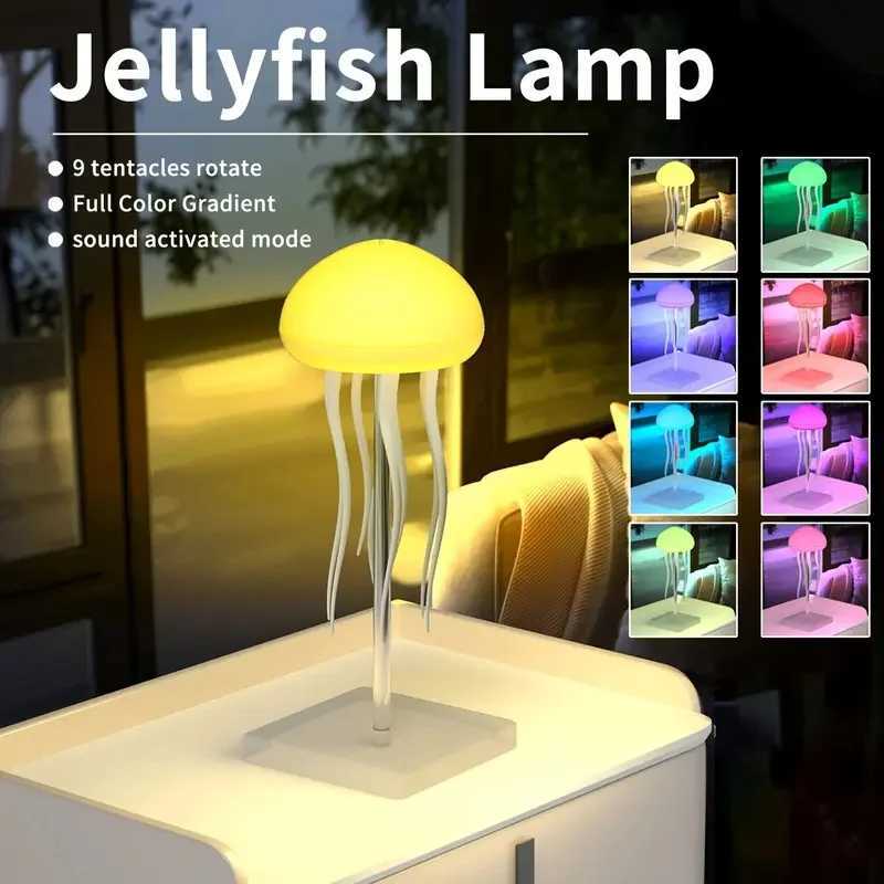2-in-1 intelligent RGB jellyfish light languagetouch control USB charging desk lamp bedroom holiday decoration light C251125