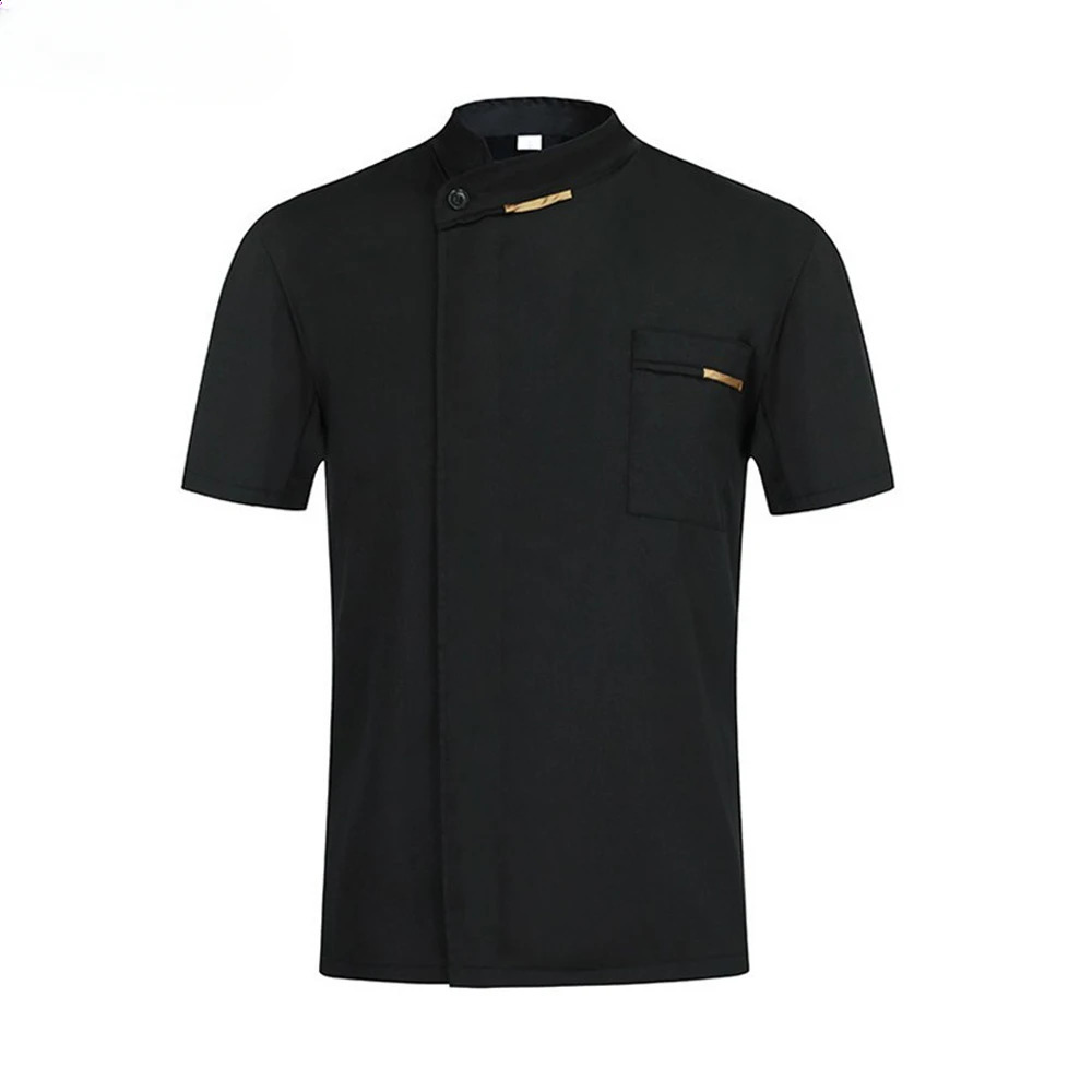 High quality chef waiter uniform short sleeved kitchen restaurant chef jacket breathable barber sushi clothing chef jacket 250418