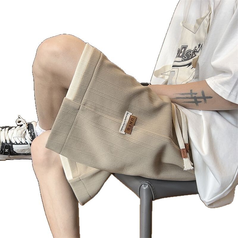 Summer breathable fabric fake two-piece five quarter pants simple casual versatile loose shorts men's trend