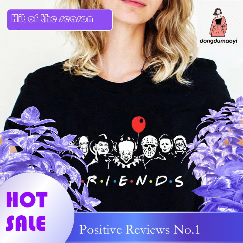 Dongdumaoyi Good Friends T Shirt Best Stephen King Horror Character Print Cartoon Women S Fashion Oversized Shirt Halloween