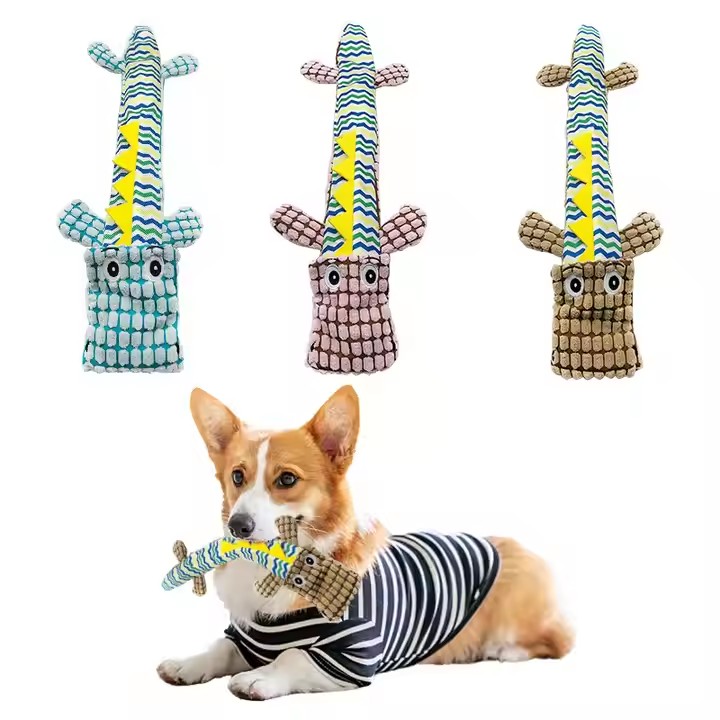 Dog Squeaky Toys, 3 PCS Corduroy Crinkle Plush Dog Toys, No Stuffing Dog Toys for Small Medium Large Dogs, Dog Teeth Grinding Chew Toy, Keep Them Busy