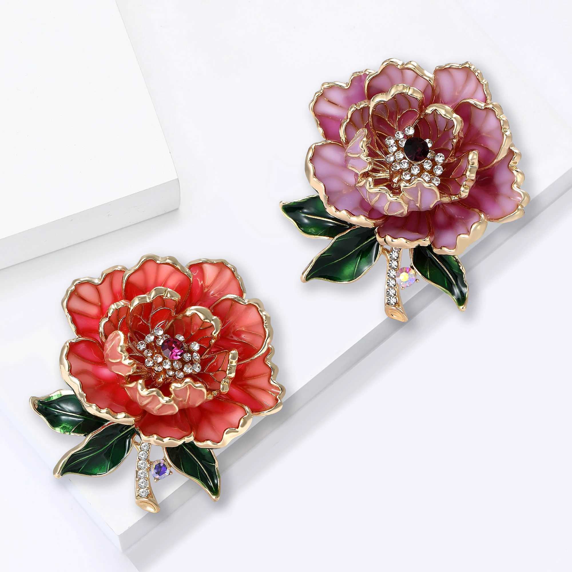 BeautBerry TrenDY Luxury Peony Flower Brooches for Women Unisex Plant Pins Friends Party Gifts Banquet AccESSories J251125