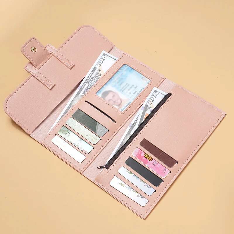 Women's Wallets Women's Long Three-Fold Flip Korean Version Of Small Fresh Students Change Multifunctional Buckle Wallet Foreign