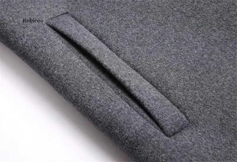 Autumn Winter Mens Hooded Wool Jacket Autumn Mens Long Windproof Wool Coat Casual Thick Slim Jacket MaleT251125