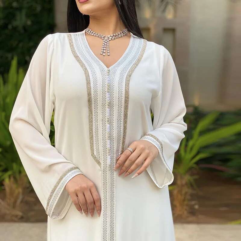 Dongdumaoyi Middle East Women S New V Collar Abaya Robe Muslim Large Swing Dress With Vest Two Piece Set W