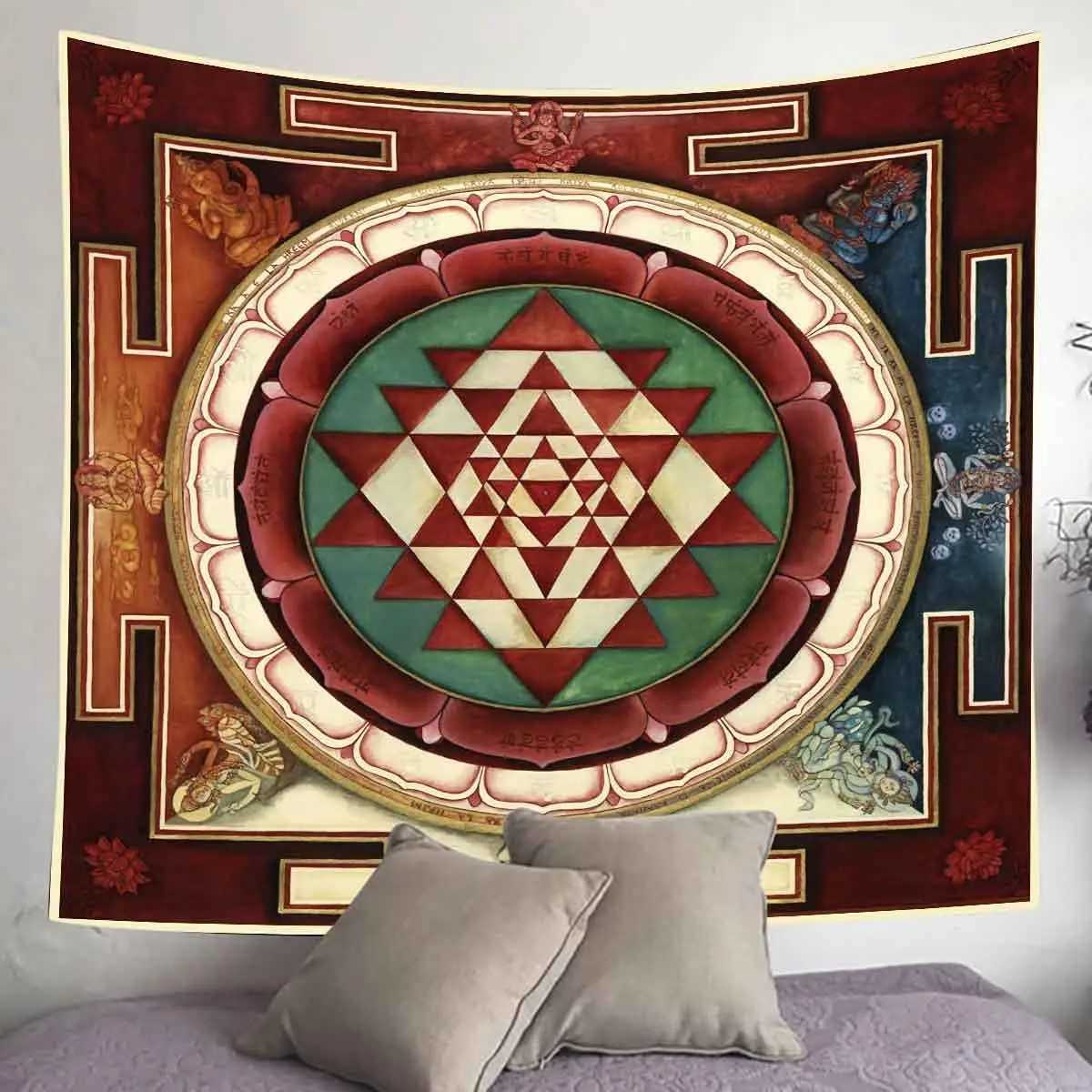 Mandala Yoga Meditation Tapestries Sacred Geometry Wall Decor Art Wall Hanging for Dorm Living Room Bedroom 60X60 InchesM251125