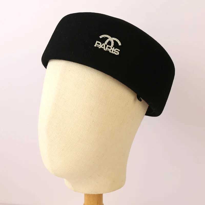 100 Wool Beret Hats for Women Autumn Art Black French Retro Felt Pillbox Hat Plain Cap Fascinator Hat Barette J251125