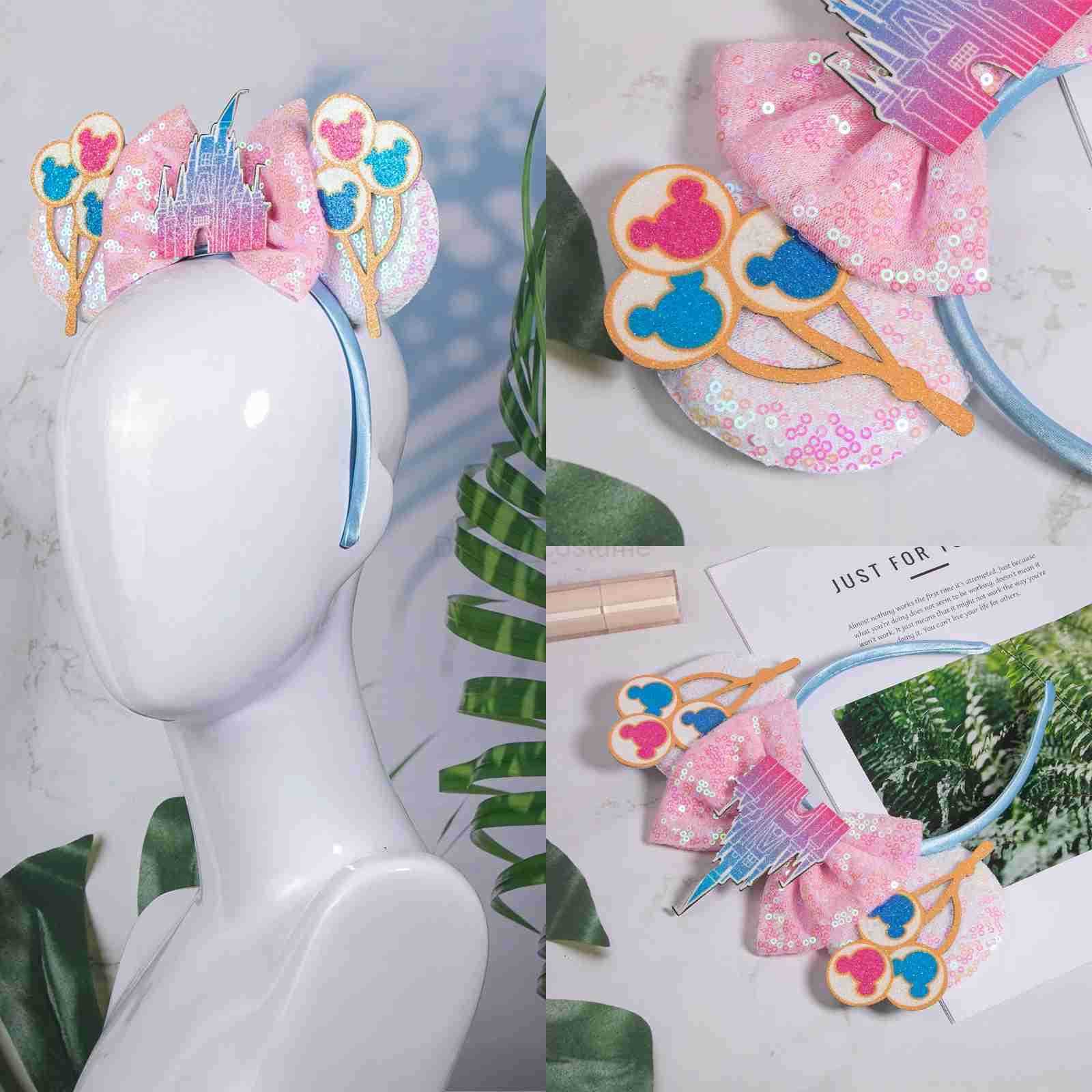 Disney CHUANGQI Mickey Mouse Earband Bow Double sided sequin Hairband Mickey themed Birthday Party Role Playing Decoration X250425