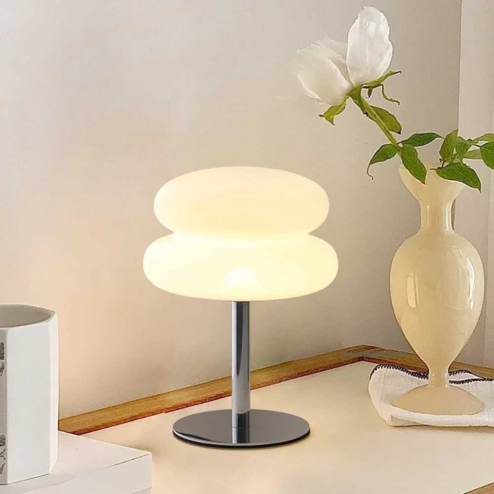 Cream table lamp tri color dimming living room atmosphere light eye protection night light bedroom bedside decorationM251125