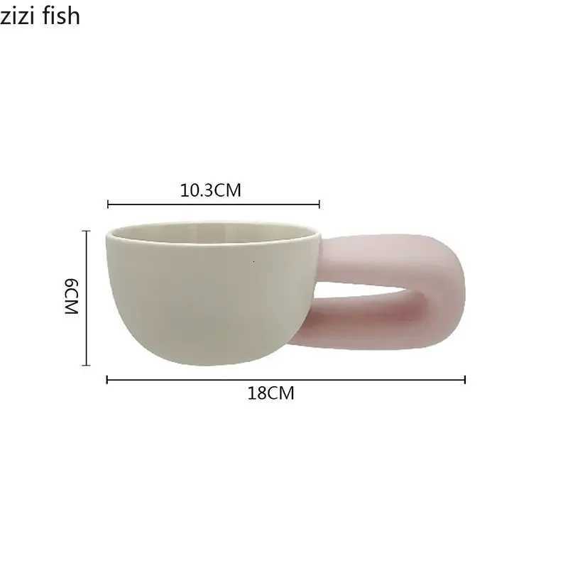 Beige Ceramic Mug with Handle Coffee Cup Office Afternoon Tea Mug Milk Mugs Juice Cups Water Cup Breakfast Cups Drinkware Y251125